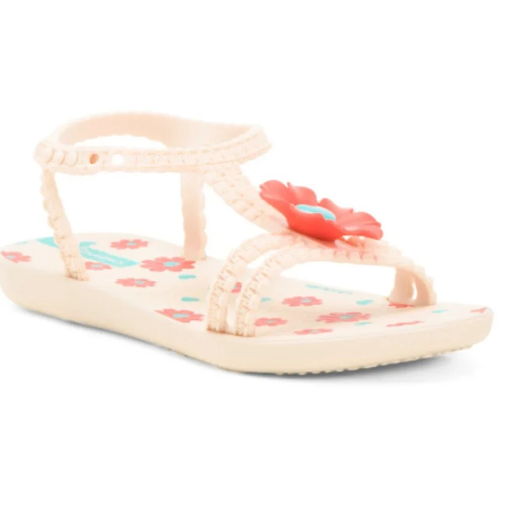 NWT Ipanema Made in Brazil Daisy Toddler Girl Sandals in Beige/Orange